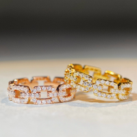 wholesale 18K Yellow Gold Chain Ring 925 Sterling Silver European and American Cross-Border Fashion Pig Nose Ring Wish Special Sale Jewelry Wholesale-Rose Gold-CBJZ270 9