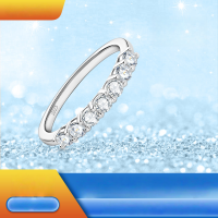 wholesale S925 Silver Moissanite Ring High-end Seven-Star Row Ring OEM Customization with Samples, Drawings, or Models ODM Processing-Platinum 4.5 US