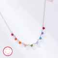 wholesale S925 silver necklace, cross-border hot-selling ultra-sparkly colored zirconia,INS-0-2