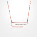 wholesale S925 Sterling Silver Paperclip Diamond Necklace for Women, Minimalist Collarbone Chain with Unique Pendant Set-0-1