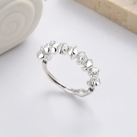 wholesale S925 Sterling Silver Korean-style Minimalist Geometric Crushed Silver Spliced Ring with Irregular Design-YJ965/about 3.4g