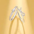 wholesale S925 Sterling Silver Knot Couple Rings Open-Ended Matching Set Minimalist High-End 520 Valentine's Day Gift-0-0
