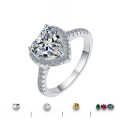 wholesale S925 Sterling Silver 1-Carat Heart-Shaped Moissanite Ring for Women, High-End Sense Jewelry Silver Accessories-0-0