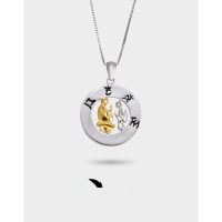 wholesale S925 Silver Cross-Border New Retro Style Pendant Necklace, Fo-Inspired Enamel Round Pendant Choker for Women-Single Pendant - Without Chain 925 Silver