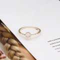 wholesale 9K gold jewelry manufacturer wholesale minimalist fashionable niche teardrop-shaped rose quartz ring-0-3