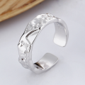 wholesale S925 Sterling Silver Korean-style Irregular Moon Surface Textured Trendy Punk Open Ring for Women-0-0