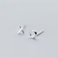 wholesale S925 Sterling Silver XO Circle and Cross Asymmetrical Couple Stud Earrings for Men and Women E7131-0-0