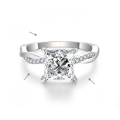 wholesale Classic Four-Prong Princess Cut Vine Band 70mm 2-Carat Full Moissanite Ring in Sterling Silver for Engagement-0-5