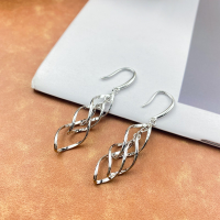 wholesale S925 Sterling Silver Multi-Twist Long Drop Earrings with Hook, Super Fairy Rhombus Twist Earrings, Ins Versatile Style-Diamond Twisted Wire Earrings--Platinum &gt;925 Silver