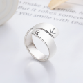 wholesale S925 Silver Fashion Retro Anchor Sail Classic English Letter Engraving Trendy Design Open Adjustable Ring-0-0