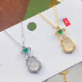 wholesale S925 Sterling Silver White Jade Icy Translucent Gourd Pendant Necklace, New Chinese-style Luxury Advanced Sense Collarbone Chain Gift-0-3