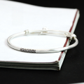 wholesale S925 sterling silver original retro hand-carved floral bell bracelet for women, summer small student bangle with fine push-pull clasp-0-1