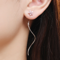 wholesale S925 Sterling Silver New Floral Stud Earrings for Women, Versatile Small Design Long Wave Earrings Simple Ear Accessories-0-0