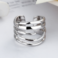 wholesale S925 Sterling Silver Irregular Multi-Layer Line Open Ring, Hip-Hop Punk Style European and American Personality Ring for Women-0-1
