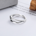 wholesale S925 Silver Fashion Minimalist Double-Layer Line Heart Knot Creative Niche Design Open Adjustable Ring-0-2