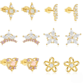 wholesale S925 Sterling Silver Amorphous Star Opal Zircon Inlaid Earrings For Women, Heart-shaped, Light Luxury, Niche Amazon New Arrival-0-0