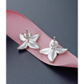 wholesale 925 Sterling Silver Flower Stud Earrings for Women, Korean-style Minimalist Ins-style European and American Unique Small Design Statement Elegant Jewelry-0-2
