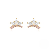 wholesale S925 Sterling Silver Amorphous Star Opal Zircon Inlaid Earrings For Women, Heart-shaped, Light Luxury, Niche Amazon New Arrival-Gold#5 925 silver