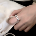 wholesale S925 Sterling Silver Minimalist European-American Heart-shaped Adjustable Open Ring for Women, Fashionable Light Luxury Hand Accessory-0-5