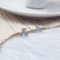 wholesale S925 Sterling Silver Maker Lucky Clover Stud Earrings for Women, Small and Exquisite Minimalist Design, Premium Ear Accessories-0-2