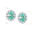 wholesale [Silver] Yun Tong Jewelry New Collection Paraiba High Carbon Diamond 7*9mm Oval Ice Flower Cut Women's Ear Studs-0-5