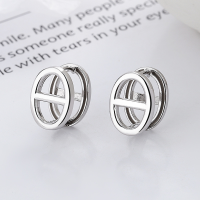 wholesale S925 Sterling Silver Minimalist Hollow-Out Pig Nose Ear Clasp, Fashionable and Versatile for Daily Commute, Designed in Japanese and Korean Style Women's Earrings-171FR/approx. 4.9g 925 silver