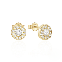 wholesale 925 Sterling Silver New Classic Minimalist Round C-shape Zircon Stud Earrings, Korean Style-Gold#1 925 Silver