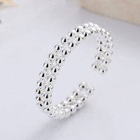 wholesale S925 Sterling Silver Korean Minimalist Ins Beaded Open Adjustable Ring for Index Finger-YQJ743/approx. 2.4g Adjustable opening