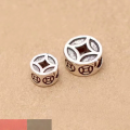 wholesale S925 Sterling Silver Vintage Wealth Coin Spacer, Thai Silver Accessories for DIY Red Cord Braided Crystal Bracelet Jewelry-0-0