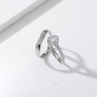 wholesale 1-carat moissanite sterling silver couple rings for women, proposal, wedding, birthday, Qixi Festival, Valentine's Day jewelry-Men's Rings>Open/1 Carat