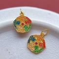 wholesale S925 ancient silver gold-plated fittings, enamel Prajna five-color wealth deity pendant, tiliu lucky bead, spacer bead, barrel bead for DIY-0-7