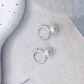 wholesale S925 Sterling Silver Fashion Freshwater Pearl Ear Clasp, Liu Yifei Same Style Hoop Earrings Classic Circle Pure Silver Jewelry-0-5