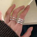 wholesale 925 Sterling Silver Textured Lava Multi-Layer Open Ring Women's Fashion Ins Niche Statement Ring High-End Sense Index Finger Ring-0-1