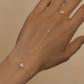 wholesale S925 Sterling Silver Petal Flower Finger Chain With Zircons, Women's Trendy And Elegant Ring Chain-0-1