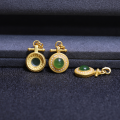 wholesale S925 gold-plated silver with natural jade, gourd abacus, butterfly, and antique-style movable DIY pendant-0-8