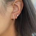 wholesale S925 Sterling Silver Layered C-shaped Dense Prong Setting Double Wire Huggie Earrings In An Exaggerated Creative European And American Style-0-1