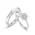 wholesale S925 sterling silver new stylish trendy snowflake ring for women with moissanite, unique niche matching couple rings, wholesale from manufacturer-0-0