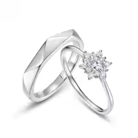 wholesale S925 sterling silver new stylish trendy snowflake ring for women with moissanite, unique niche matching couple rings, wholesale from manufacturer-Men's>HK17#
