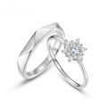 wholesale S925 sterling silver new stylish trendy snowflake ring for women with moissanite, unique niche matching couple rings, wholesale from manufacturer-0-0