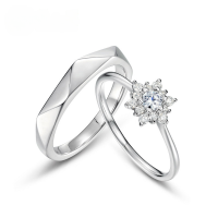 wholesale S925 sterling silver new stylish trendy snowflake ring for women with moissanite, unique niche matching couple rings, wholesale from manufacturer-Men's>HK15#