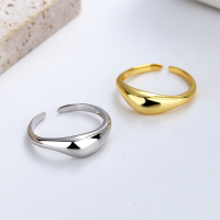 wholesale S925 Sterling Silver Minimalist Ins Style Unisex Open Adjustable Smooth Irregular Shaped Ring-DJ1111J/white gold, approximately 2.21 grams opening adjustable