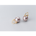 wholesale 925 Sterling Silver Earrings with Shell Pearl and Synthetic Pearl, Sweet and Elegant Large Shell Pearl Small Gold Clasp Hoop Earrings G2057-0-9