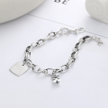 wholesale S925 Sterling Silver Korean-style Creative and Cute Bear Pendant Trendy English Charm Bracelet-0-2