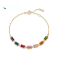 wholesale Metal material S925 silver gold-plated, set with multi-colored gemstones, Japanese and Korean new light luxury fashion rainbow zircon bracelet wholesale customization-0-0