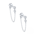 wholesale S925 Sterling Silver Round Zircon Chain Tassel Drop Earrings With Inlaid Zircons-0-3