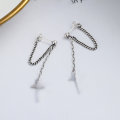 wholesale S925 Sterling Silver Trendy New Gothic Cross Tassel Chain Earrings Retro Hong Kong Style Versatile Staple-0-1