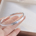 wholesale 9999 Pure Silver Plated with 24K Cat's Eye, Explosively Popular and Flashy Pure Silver Bracelet for Women, High-End Fashion Versatile Gift Bangle-0-1