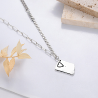 wholesale S925 Sterling Silver Korean Style Minimalist Fashion Heart Letter Pendant Link Chain Niche Design Necklace-YL545/approx. 10.9g 925 silver