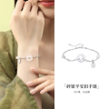 wholesale 925 Sterling Silver White Chalcedony Peace Buckle Bracelet for women-0-3