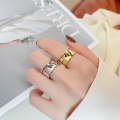 wholesale S925 Sterling Silver Light Luxury Style Irregular Double Ring Stackable Open Ring Ins Trendy Cool Minimalist Style Ring-0-3
